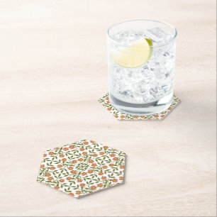 Orangefarbene Blume, Blumenmuster, Grünpflanzen, B Untersetzer