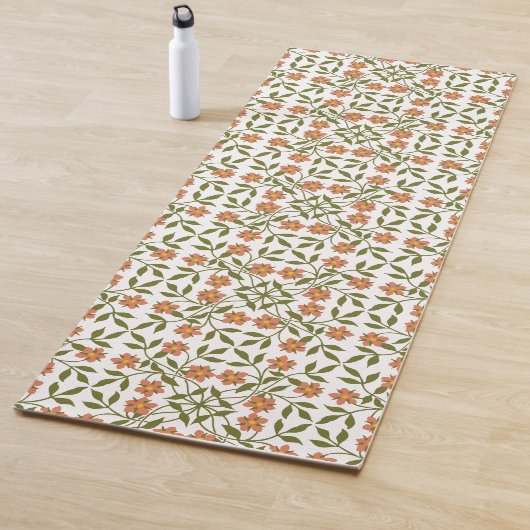 Orangefarbene Blume, Blumenmuster, Grünpflanzen, B Yogamatte (Beispiel)