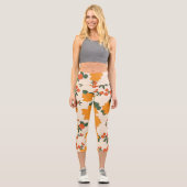 Orangefarbene Blume, Blumenmuster, Muster von Blum Capri Leggings (Vorderseite)