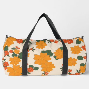 Orangefarbene Blume, Blumenmuster, Muster von Blum Duffle Bag