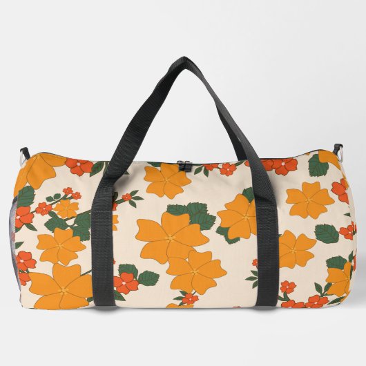 Orangefarbene Blume, Blumenmuster, Muster von Blum Duffle Bag (Rückseite)