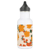 Orangefarbene Blume, Blumenmuster, Muster von Blum Edelstahlflasche (Rechts)