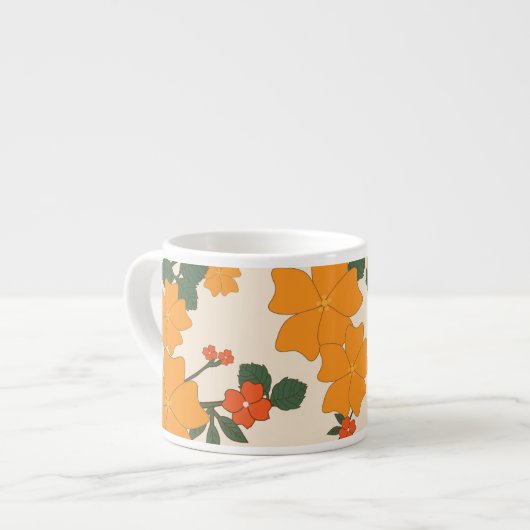 Orangefarbene Blume, Blumenmuster, Muster von Blum Espressotasse (Vorderseite Links)