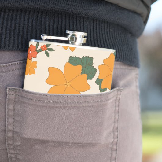 Orangefarbene Blume, Blumenmuster, Muster von Blum Flachmann (Beispiel)