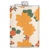 Orangefarbene Blume, Blumenmuster, Muster von Blum Flachmann (Vorderseite)