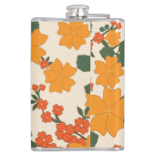 Orangefarbene Blume, Blumenmuster, Muster von Blum Flachmann (Rückseite)