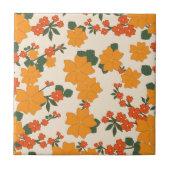 Orangefarbene Blume, Blumenmuster, Muster von Blum Fliese (Vorderseite)
