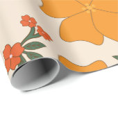 Orangefarbene Blume, Blumenmuster, Muster von Blum Geschenkpapier (Rolleneckpunkt)