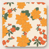Orangefarbene Blume, Blumenmuster, Muster von Blum Getränkeuntersetzer (Vorderseite)
