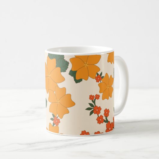 Orangefarbene Blume, Blumenmuster, Muster von Blum Kaffeetasse (VorderseiteRechts)