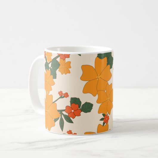 Orangefarbene Blume, Blumenmuster, Muster von Blum Kaffeetasse (Vorderseite Links)