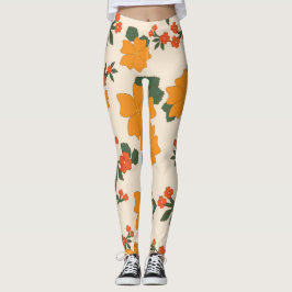 Orangefarbene Blume, Blumenmuster, Muster von Blum Leggings
