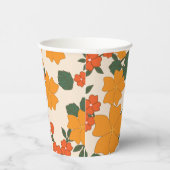 Orangefarbene Blume, Blumenmuster, Muster von Blum Pappbecher (Rechts)