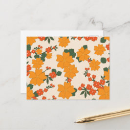 Orangefarbene Blume, Blumenmuster, Muster von Blum Postkarte