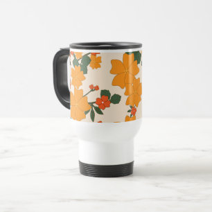Orangefarbene Blume, Blumenmuster, Muster von Blum Reisebecher