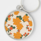 Orangefarbene Blume, Blumenmuster, Muster von Blum Schlüsselanhänger (Vorne)