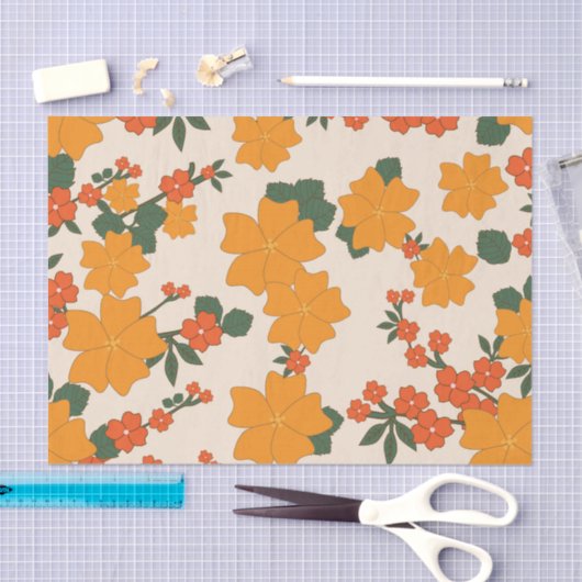 Orangefarbene Blume, Blumenmuster, Muster von Blum Seidenpapier (Handwerk)
