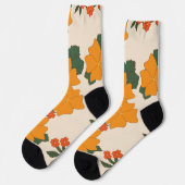Orangefarbene Blume, Blumenmuster, Muster von Blum Socken (Linkes Detail)