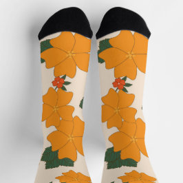 Orangefarbene Blume, Blumenmuster, Muster von Blum Socken