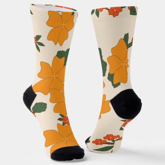Orangefarbene Blume, Blumenmuster, Muster von Blum Socken (Gewinkelt)