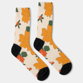Orangefarbene Blume, Blumenmuster, Muster von Blum Socken (Rechts)