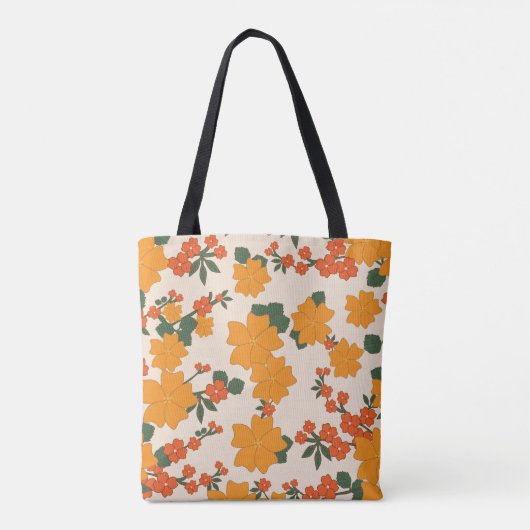 Orangefarbene Blume, Blumenmuster, Muster von Blum Tasche (Rückseite)