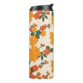 Orangefarbene Blume, Blumenmuster, Muster von Blum Thermosbecher (Nach links gedreht)