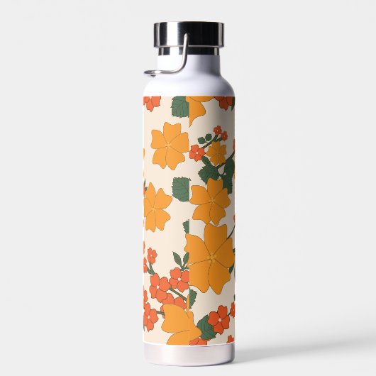Orangefarbene Blume, Blumenmuster, Muster von Blum Trinkflasche (Rechts)