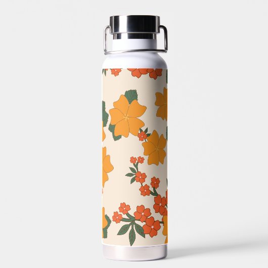 Orangefarbene Blume, Blumenmuster, Muster von Blum Trinkflasche (Rückseite)