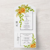 Orangefarbene Blume, Bogen und Monogramm-Hochzeit  All In One Einladung (Innen Boden)