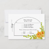 Orangefarbene Blume, Bogen und Monogramm-Hochzeit RSVP Karte (Vorderseite)