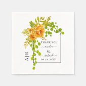 Orangefarbene Blume, Bogen und Monogramm-Hochzeit  Serviette (Vorderseite)