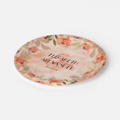 Orangefarbene Blume Brautparty Pappteller (Schrägansicht)