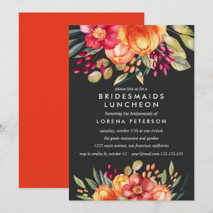 Orangefarbene Blume Bridesmaids Luncheon Hochzeit Einladung