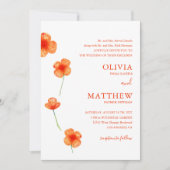 Orangefarbene Blume. Einfache Blumenhochzeit Einladung (Vorderseite)