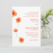 Orangefarbene Blume. Einfache Blumenhochzeit Einladung (Stehend Vorderseite)