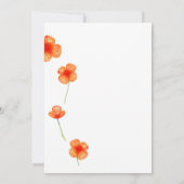 Orangefarbene Blume. Einfache Blumenhochzeit Einladung (Rückseite)