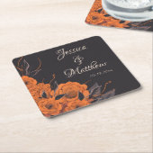 Orangefarbene Blume Elegantes Chic Date Hochzeit Rechteckiger Pappuntersetzer (angewinkelt)