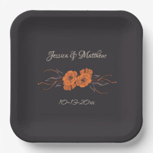 Orangefarbene Blume Elegantes Minimalistisches Hoc Pappteller