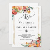 Orangefarbene Blume erheben sich und glänzen Einladung (Vorne/Hinten)