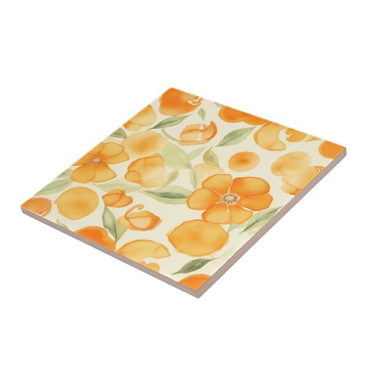 Orangefarbene Blume Fliese (Seite)