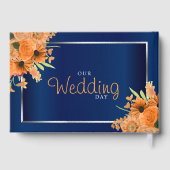 Orangefarbene Blume für Navy Blue Gästebuch (Rückseite)