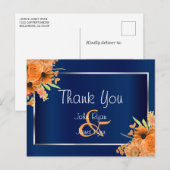 Orangefarbene Blume für Navy Blue Postkarte (Vorne/Hinten)