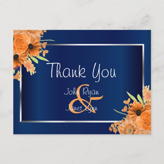 Orangefarbene Blume für Navy Blue Postkarte (Vorderseite)