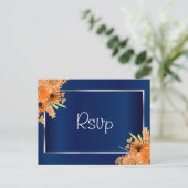 Orangefarbene Blume für Navy Blue Postkarte (Stehend Vorderseite)