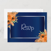 Orangefarbene Blume für Navy Blue Postkarte (Vorne/Hinten)