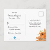 Orangefarbene Blume für Navy Blue Postkarte (Rückseite)