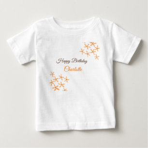 Orangefarbene Blume Geburtstag Geburtstag hinzufüg Baby T-shirt