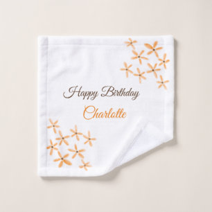 Orangefarbene Blume Geburtstag Geburtstag hinzufüg Waschlappen