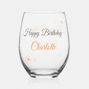 Orangefarbene Blume Geburtstag Geburtstag hinzufüg Weinglas Ohne Stiel